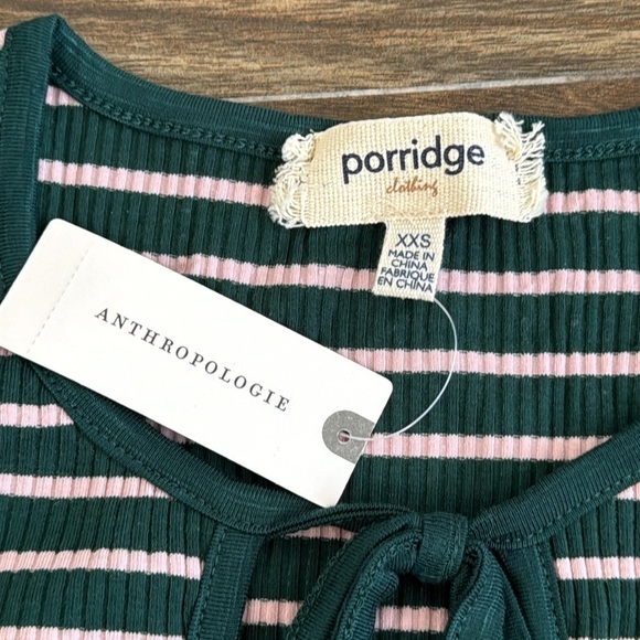 NWT Anthropologie Porridge Puff-Sleeve Tie-Front Top in Green, XXS - Picture 6 of 12